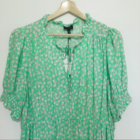 Who What Wear Women's Green Ditsy Floral Short Sleeve Tiered Smock Dress XXL NWT - Picture 4 of 12